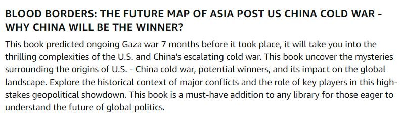 BLOOD BORDERS: THE FUTURE MAP OF ASIA POST US CHINA COLD WAR - WHY CHINA WILL BE THE WINNER? product image (2)