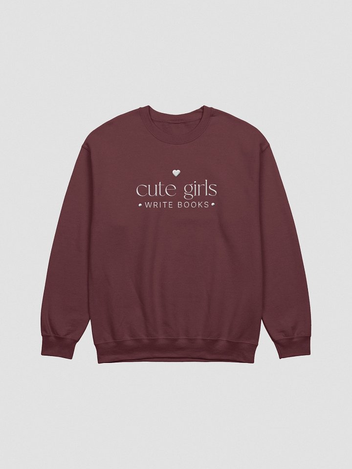 Embroidered Cute Girls Write Books Crewneck Sweatshirt product image (2)