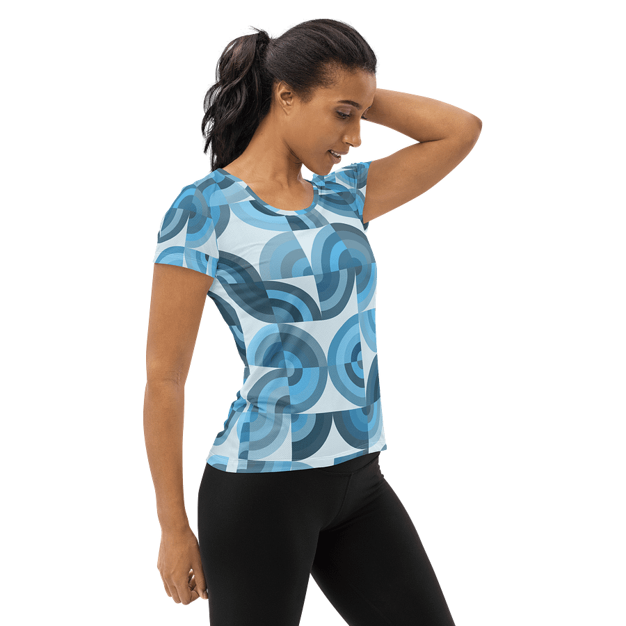 Symmetric Blue Geometric Women's Athletic Tee product image (4)