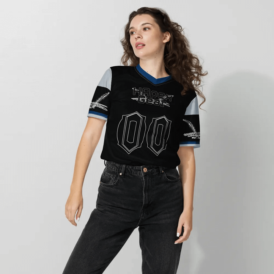 Rover's Morning Glory - Black - Recycled Unisex Sports Jersey - Black HApex Gear Black Logo product image (8)
