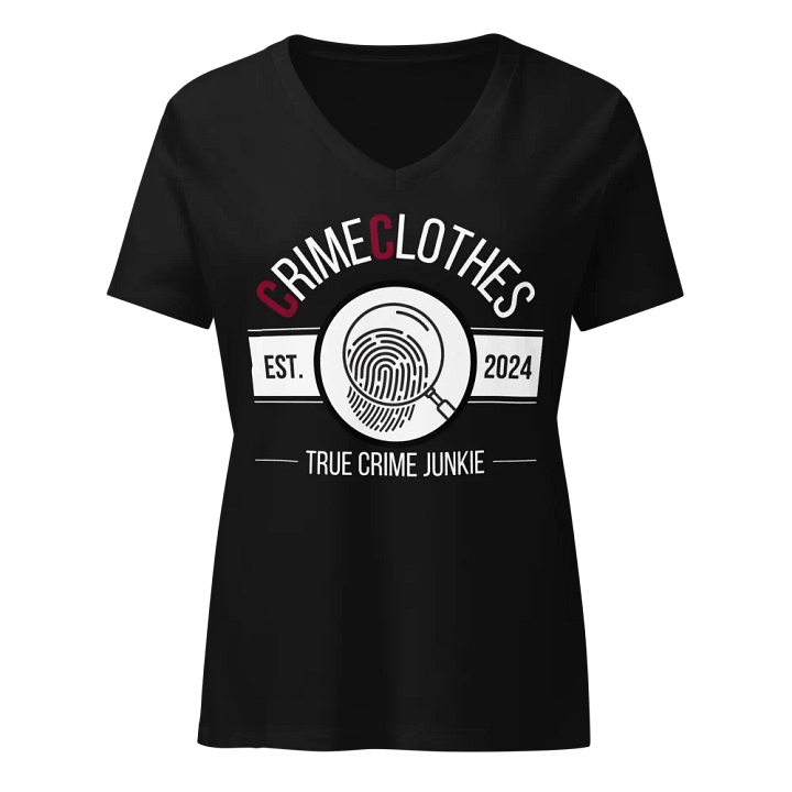 CrimeClothes True Crime Junkie Logo Relaxed V-Neck T-Shirt product image (1)