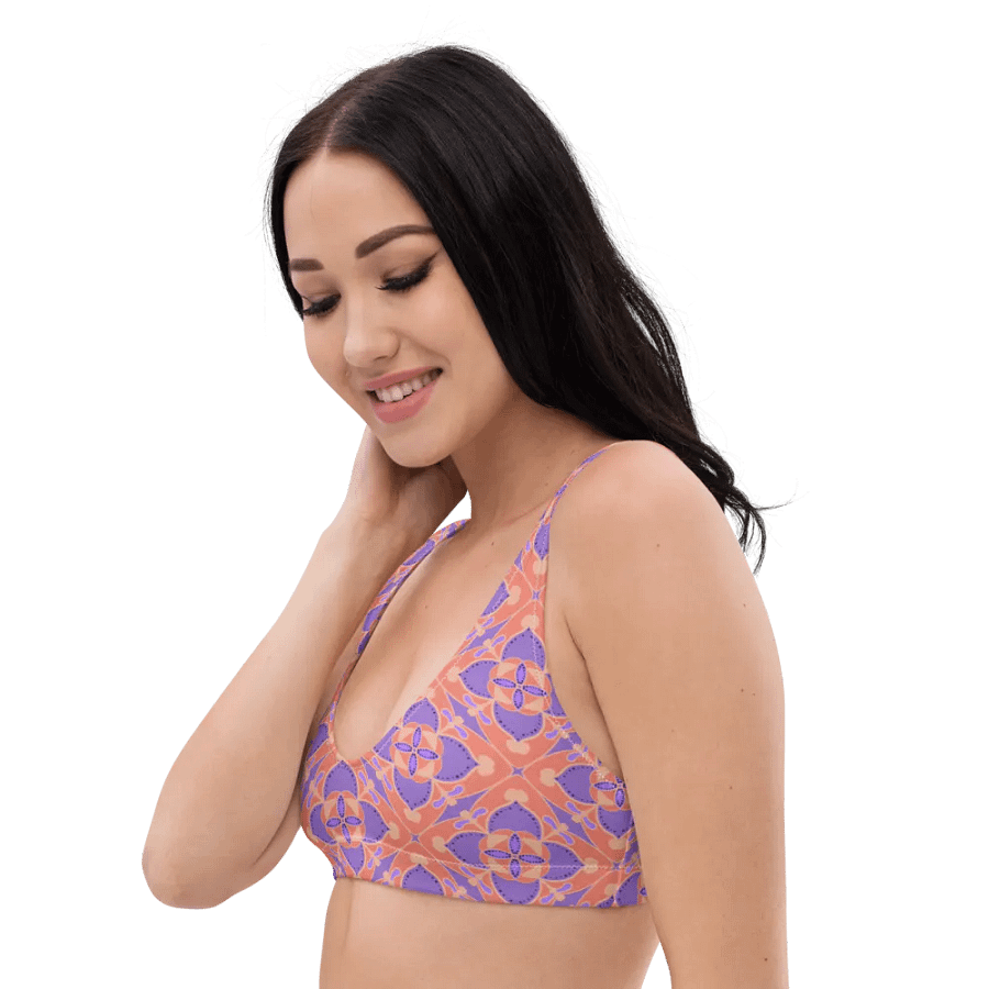 Pastel Orange and Mauve Pattern Padded Bikini Top product image (5)
