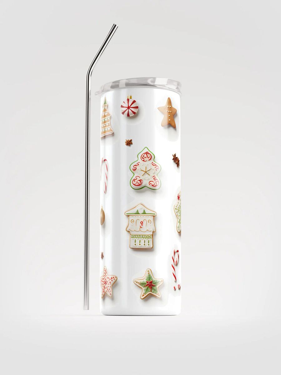 Christmas Gingerbread Skinny Tumbler with Straw, 20oz, Gingerbread, Christmas Tree, Candy Cane, Star Anise, Snow Flake, Ornaments product image (1)
