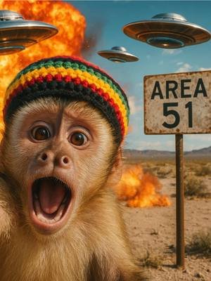 JAHMUNKEY SNEAKS IN AREA 51🛸 #area51 #rasta #monkey #ai #funny 