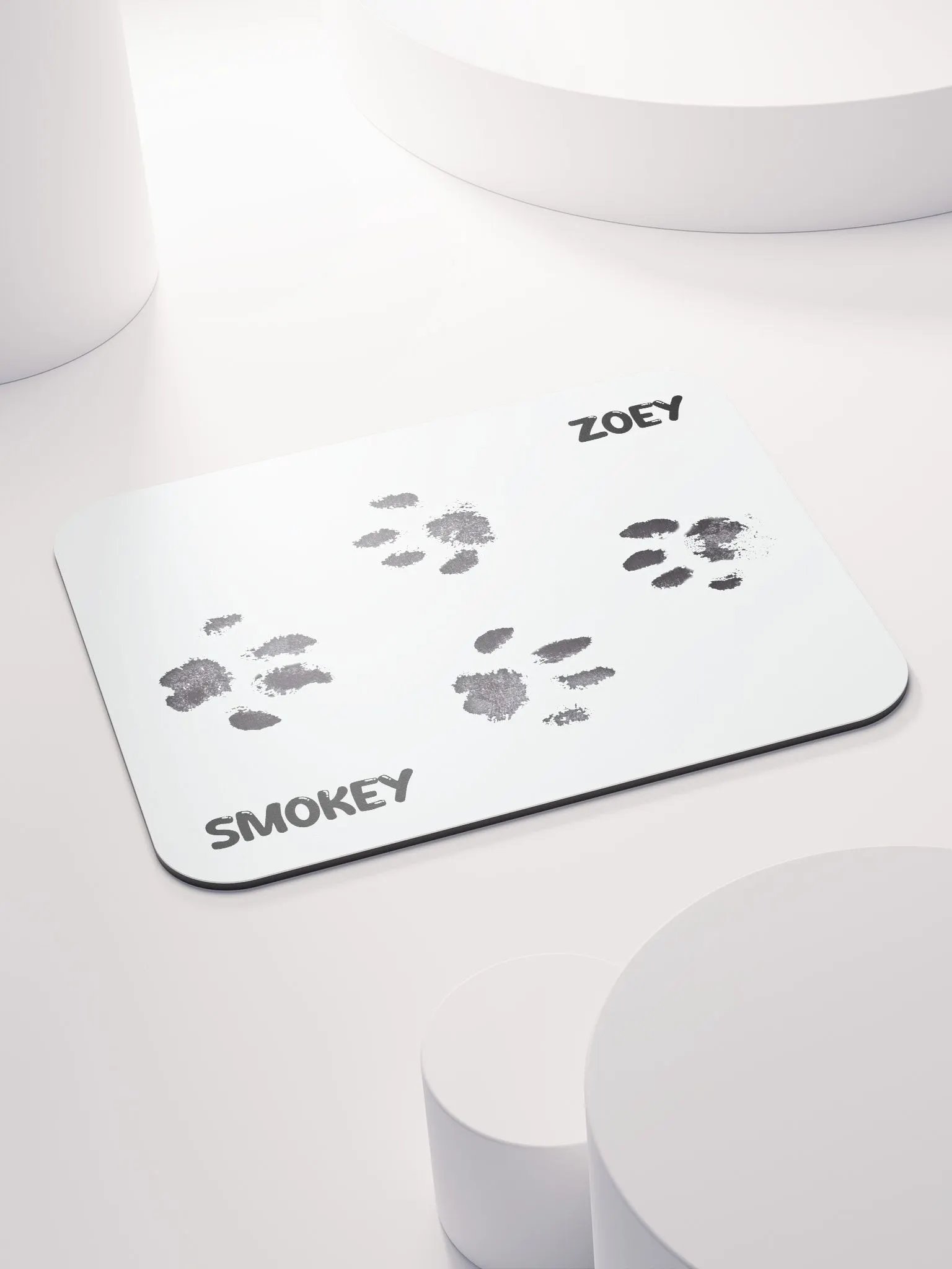 Smokey & Zoey Paw Print Classic Desk Mat (White) product image (4)