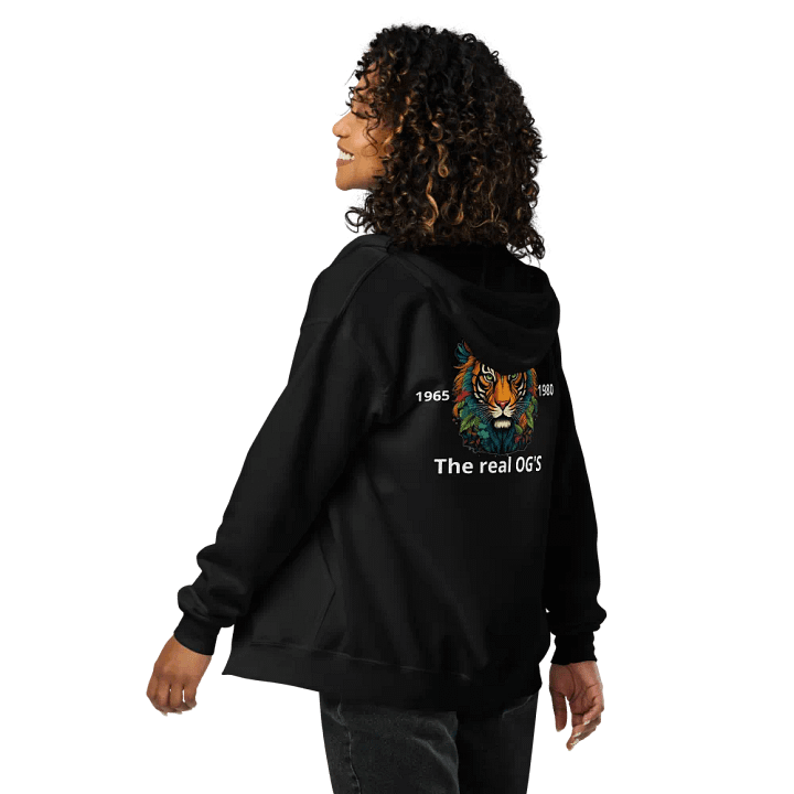 "Tiger's Botanical Bliss GenX Zip Hoodie – Bold Tiger & Floral Design, Stylish Streetwear!" product image (2)