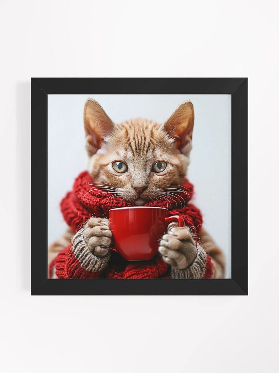 Coffee Lover Cute Orange Baby Kitten Wall Art product image (1)