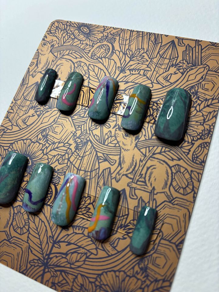 Handpainted 'May Pole' Press On Nails product image (2)