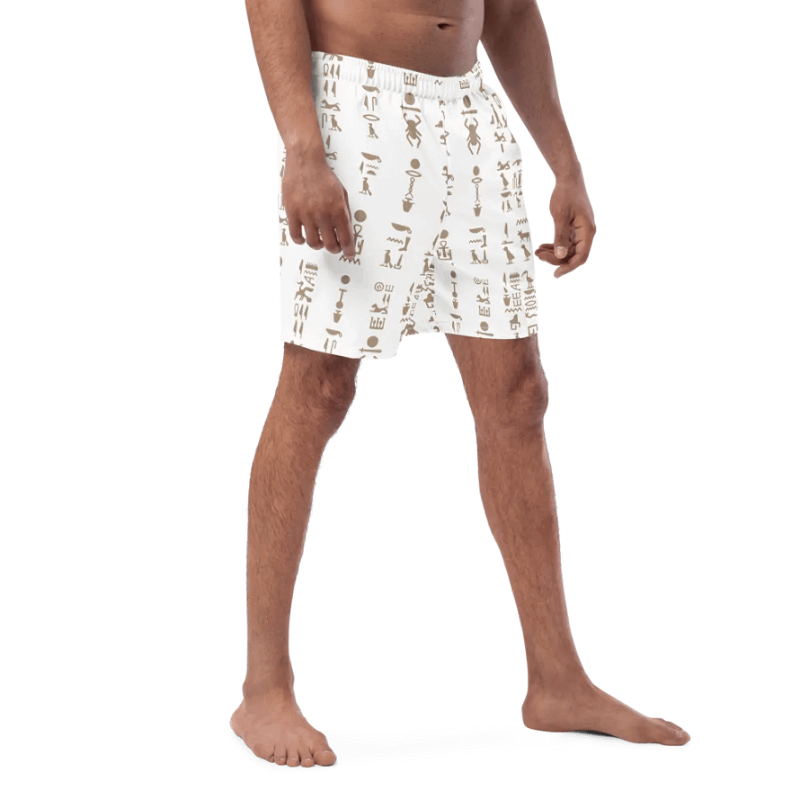 Isis White Hieroglyphs Detail All-Over Swim Trunks product image (3)