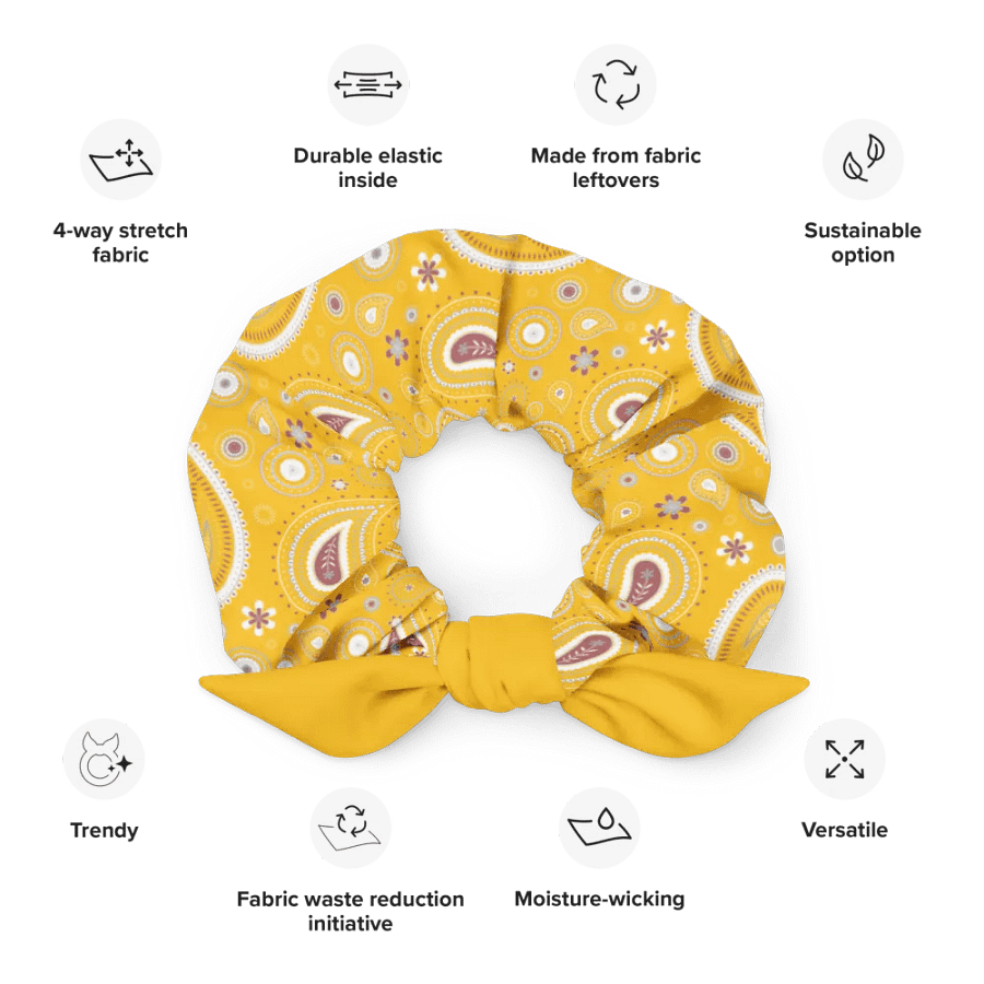 Yellow Paisley Dreams All-Over Print Scrunchie product image (5)