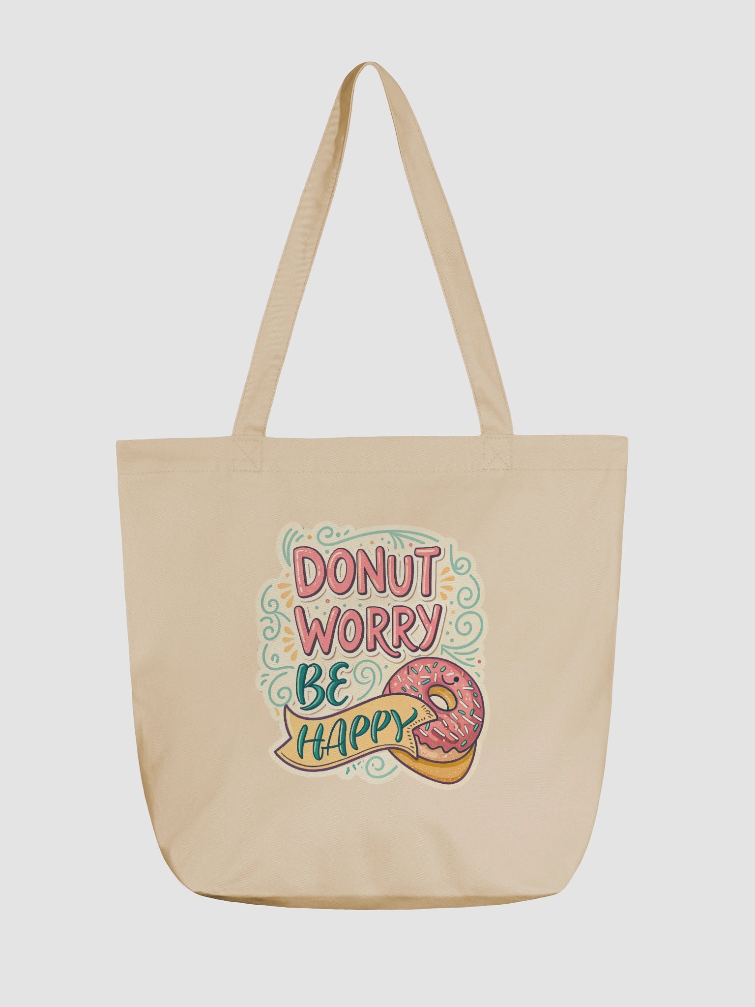Whimsical Donut Worry Be Happy Tote Bag product image (1)