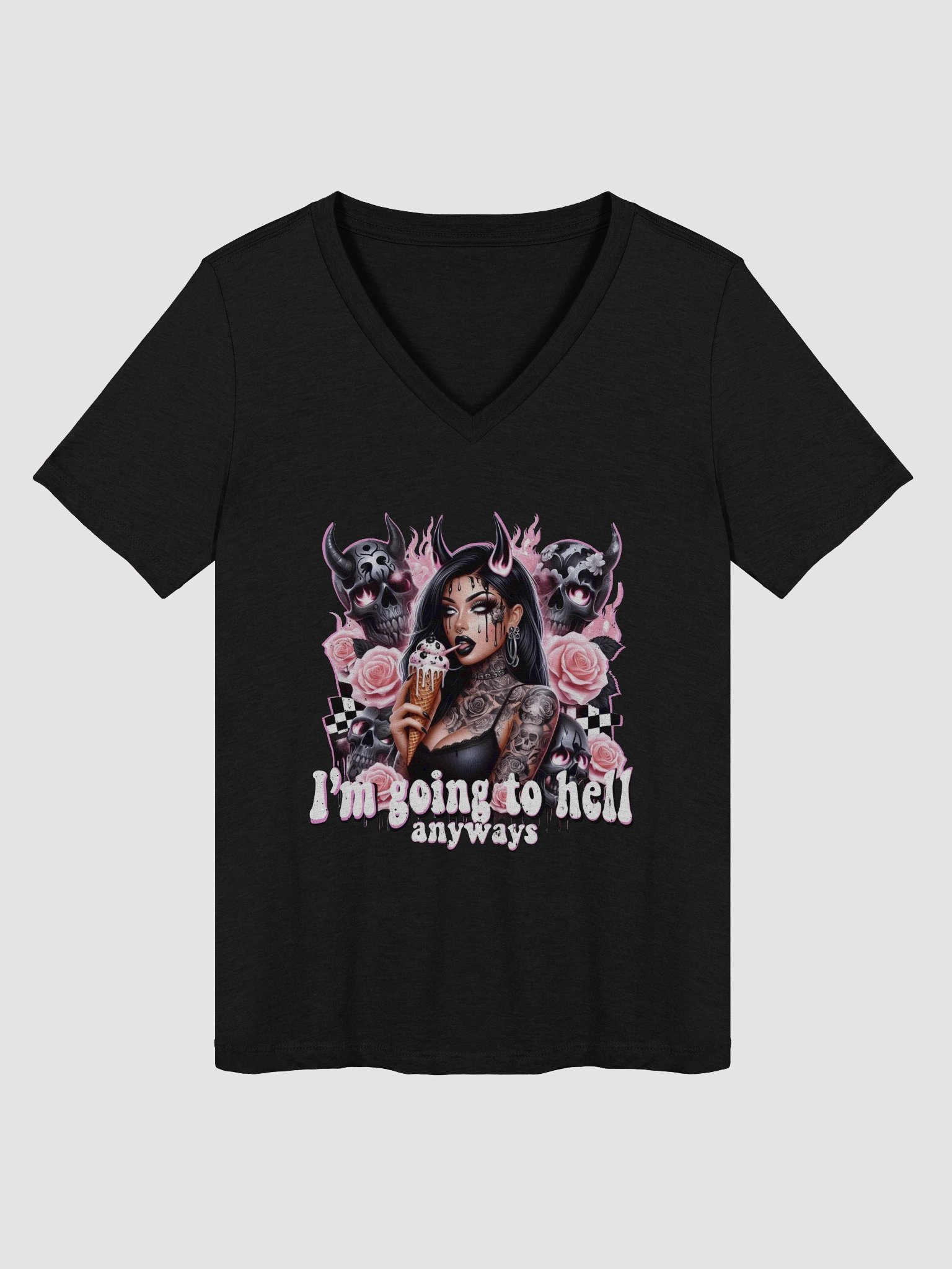 Hellish Temptation Women's V-Neck Tee product image (1)