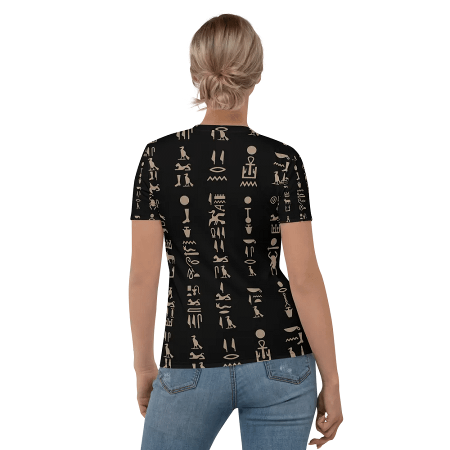 Isis Black Hieroglyphs Muse Women's Crew Neck T-Shirt product image (2)