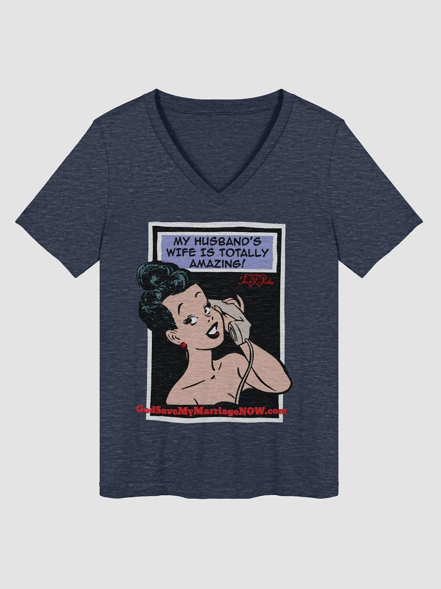My Husband's Wife is Totally Amazing & A Happy Wife is a Happy Life V-Neck Tee product image (1)