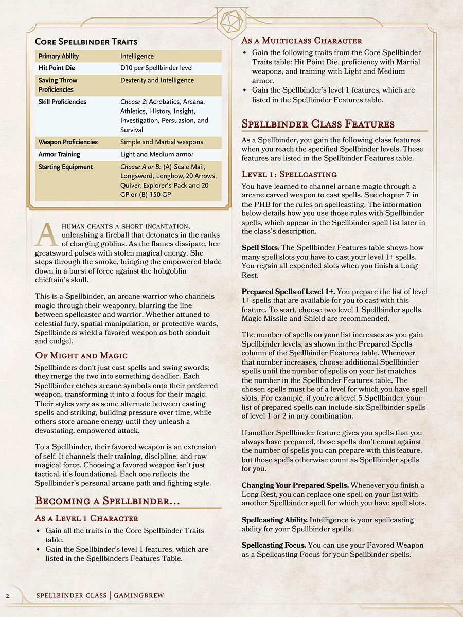 Spellbinder 5E '24 & '14 Class (PDF) product image (3)