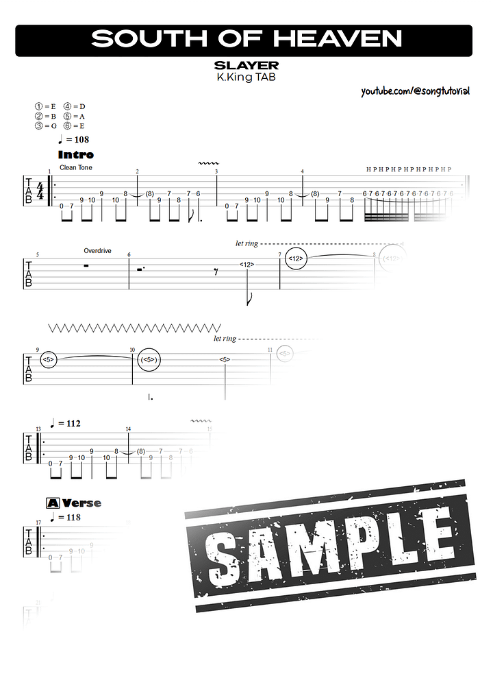 South of Heaven PDF TAB + Backing Track MP3 product image (2)