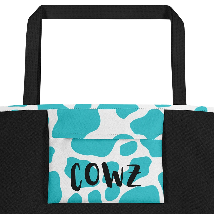 Cow Print Tote bag with Pocket - Blue product image (2)