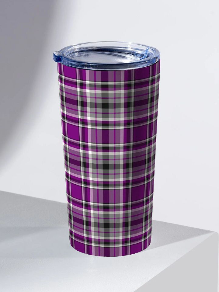 Purple, Gray, and Black Plaid Travel Tumbler product image (1)
