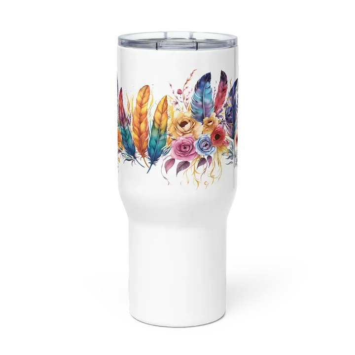 Vibrant Feathers and Roses Stainless Steel Travel Mug product image (2)