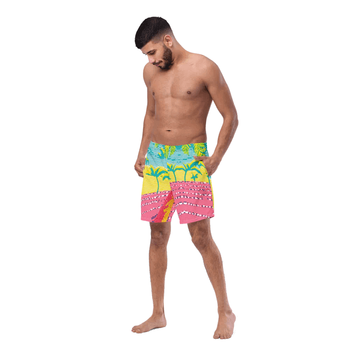 Neon Tropical Paradise All-Over Swim Trunks product image (1)