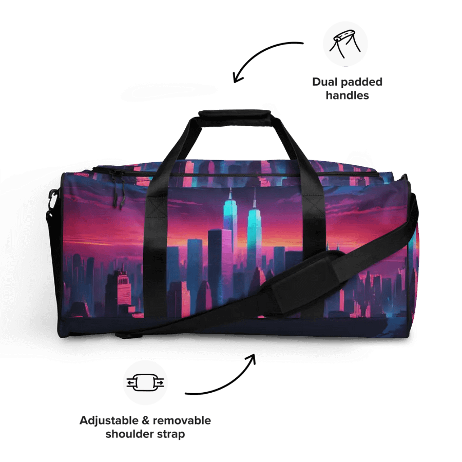 Vaporwave New York City All Over Print Duffel Bag product image (10)