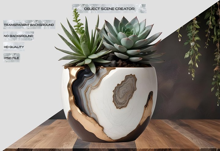 Earthly Symphony – Boho Chic Pot with Plant PNG product image (2)