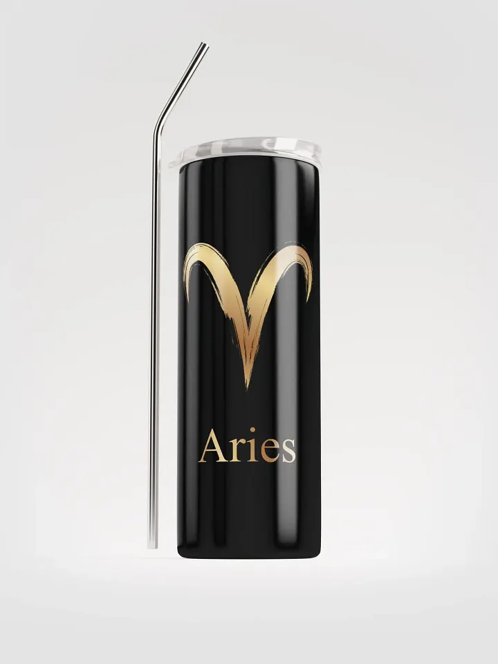 Radiate Aries Zodiac Vibes with our Golden Sign Stainless Steel Tumbler! product image (1)