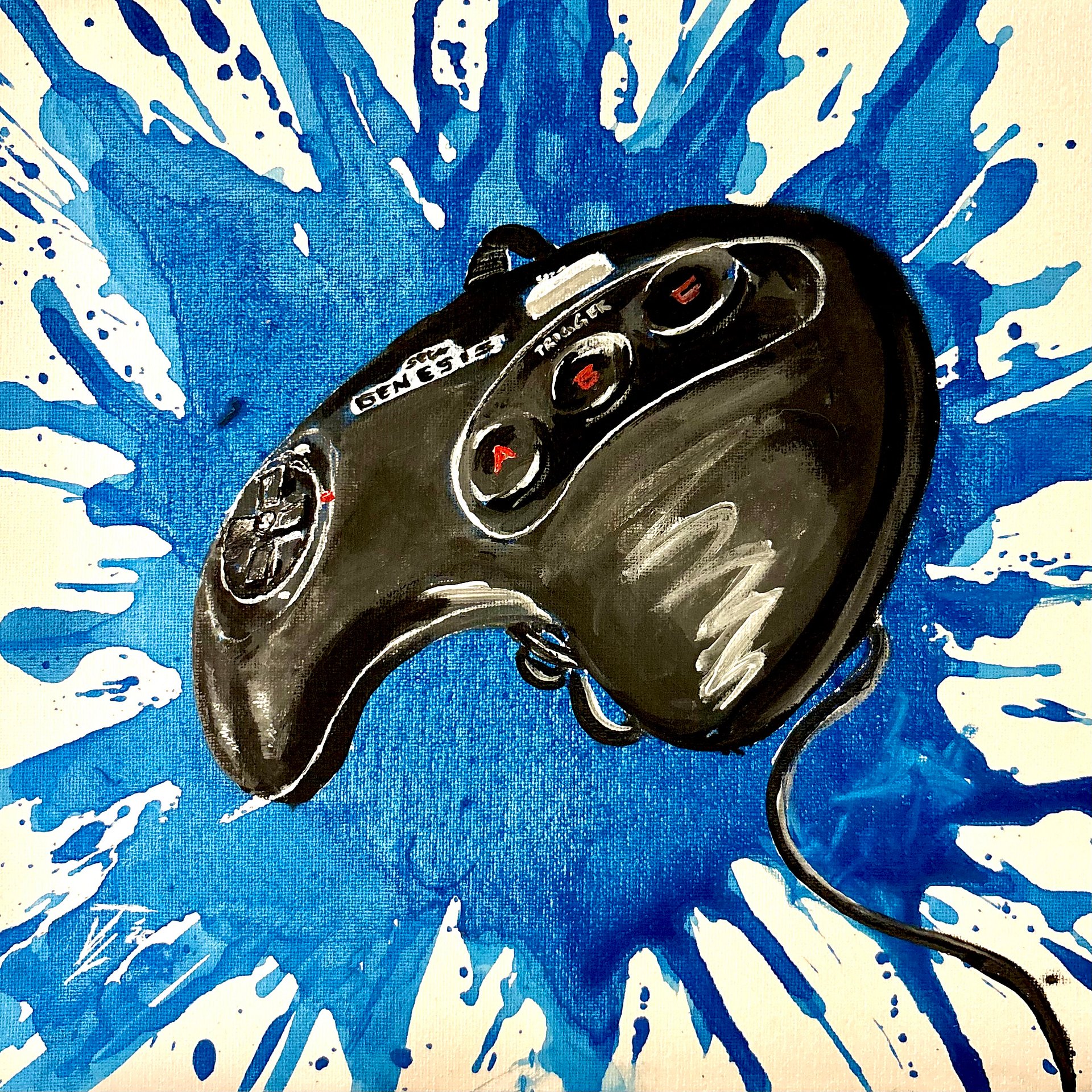 Hand painted “A New Challenger” Controller Splatter Painting product image (1)