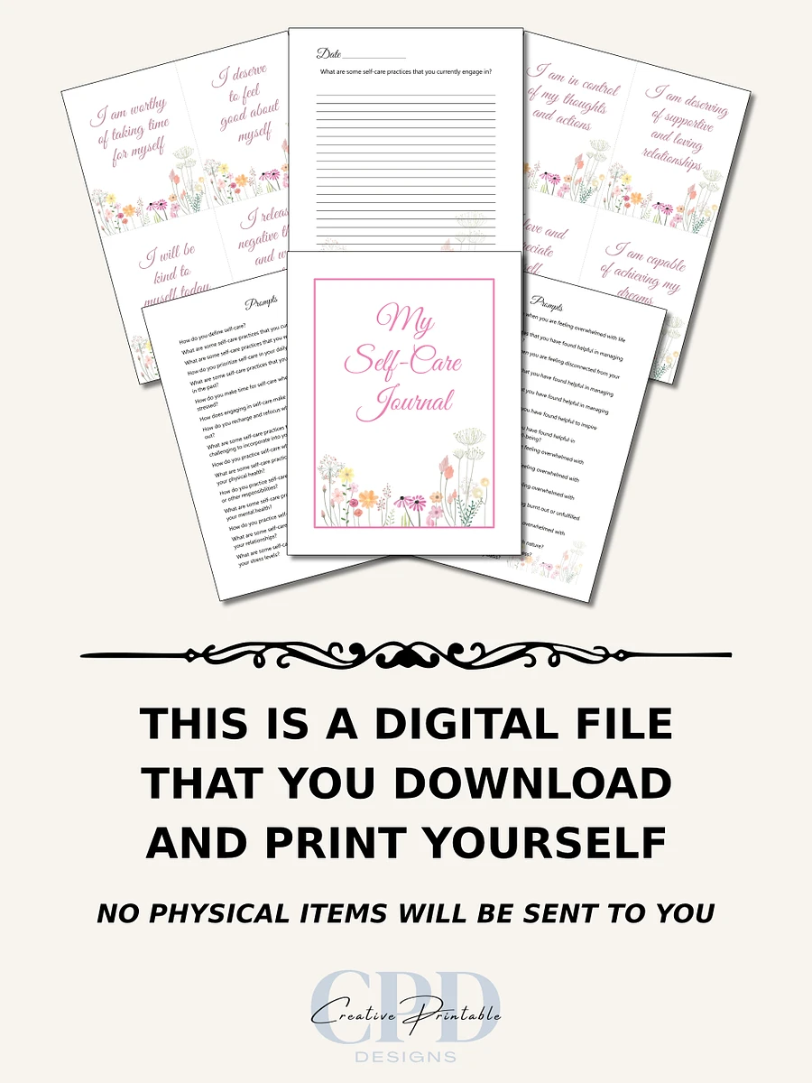 Printable Self Care Journal & Affirmation Pack product image (5)