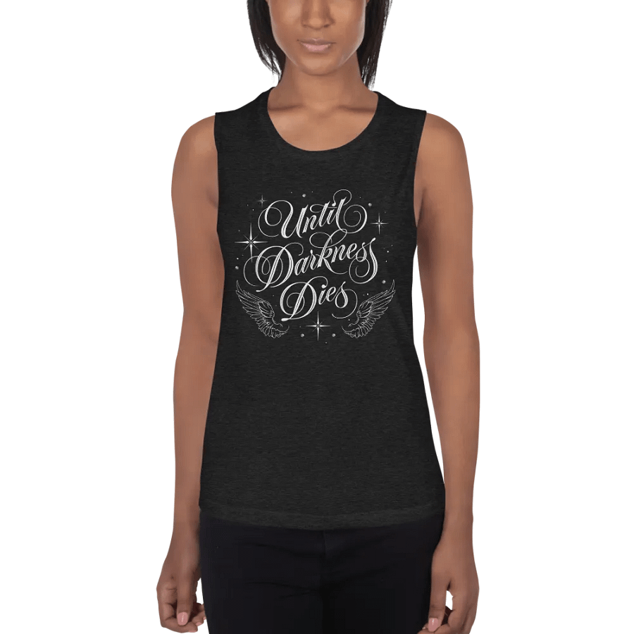 Until Darkness Dies (wings design) Bella+Canvas Women's Flowy Muscle Tank product image (3)
