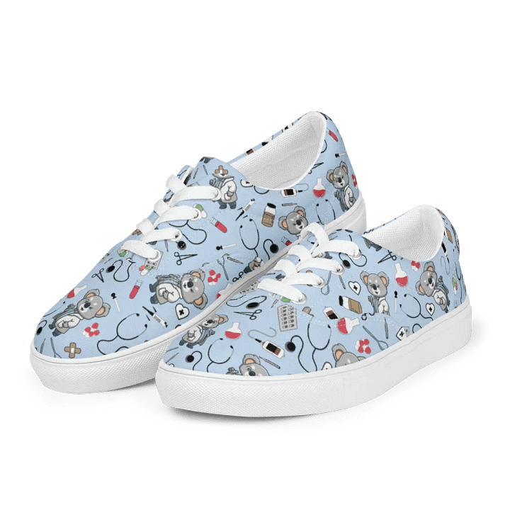 Cute Medical Koala Lace-up Canvas Shoes (Blue) product image (1)