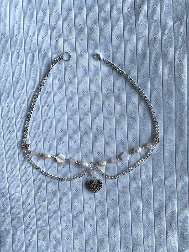 Rose Quartz Pearl Chain Necklace product image (1)