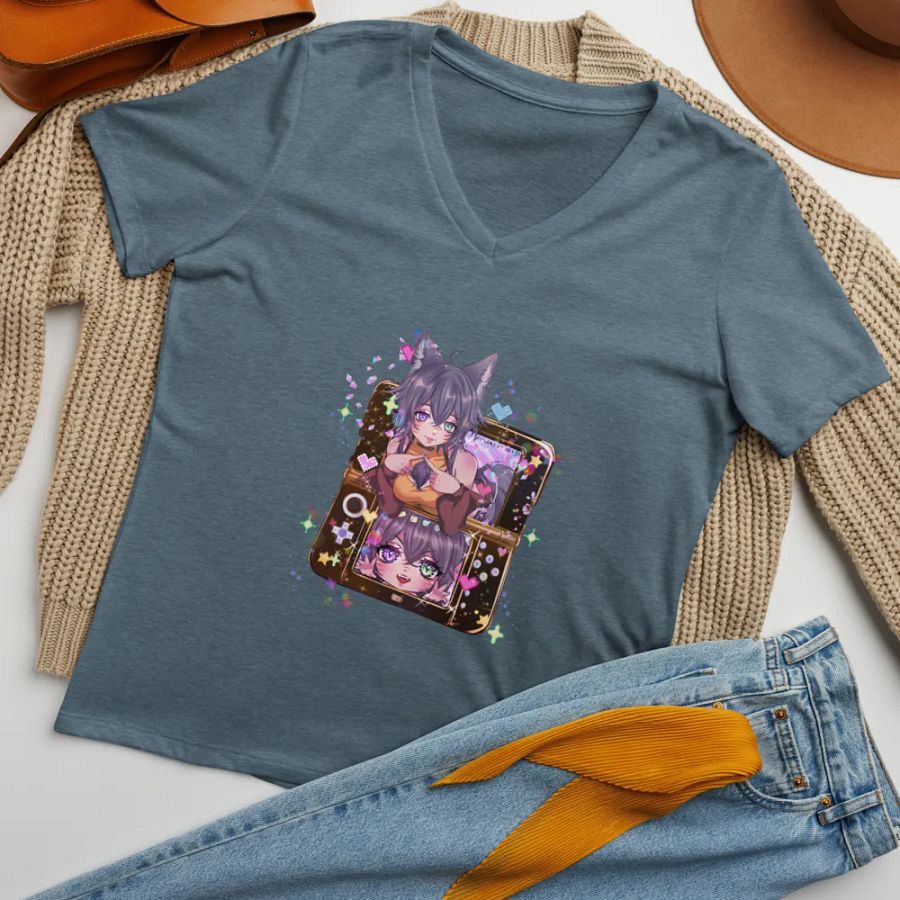 WolfcatRisi Gamer Waifu Women's V-Neck T-shirt product image (9)
