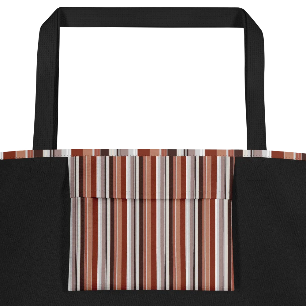 Fall Leaves Stripes Autumn Color – All-Over Print Large Tote Bag with Pocket product image (3)