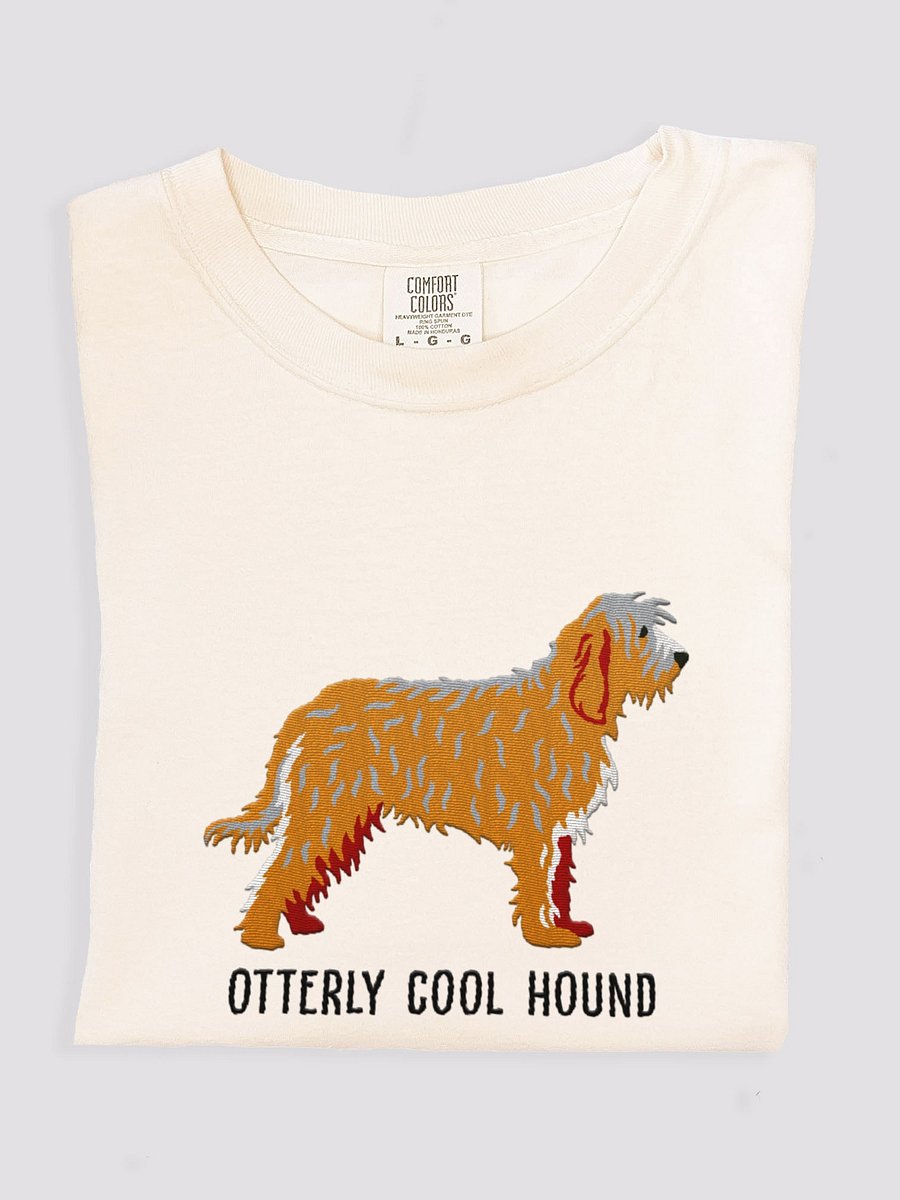 Otterly Cool Hound T-Shirt(Embroidered) of an Otterhound(Wheaten) product image (1)