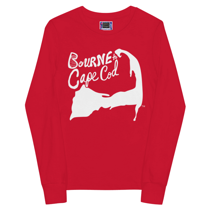 Boys' | BOURNE to Cape Cod™ | Youth Long Sleeve Tee | Coastal Cool for the Next Generation | White Logo product image (1)