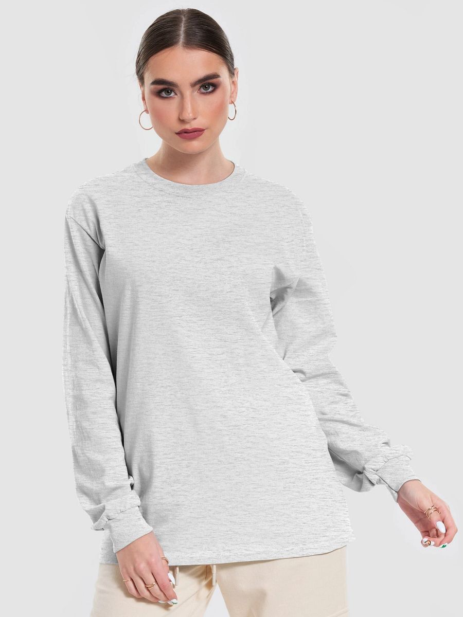 Plain Color Ash Grey Long Sleeve T-Shirt product image (1)