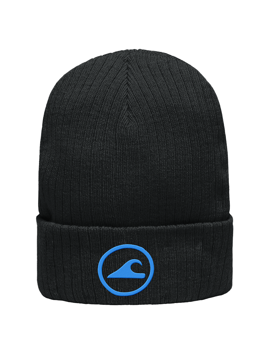 Embroidered Wave Rider Atlantis Ribbed Knit Beanie (Aqua) product image (1)