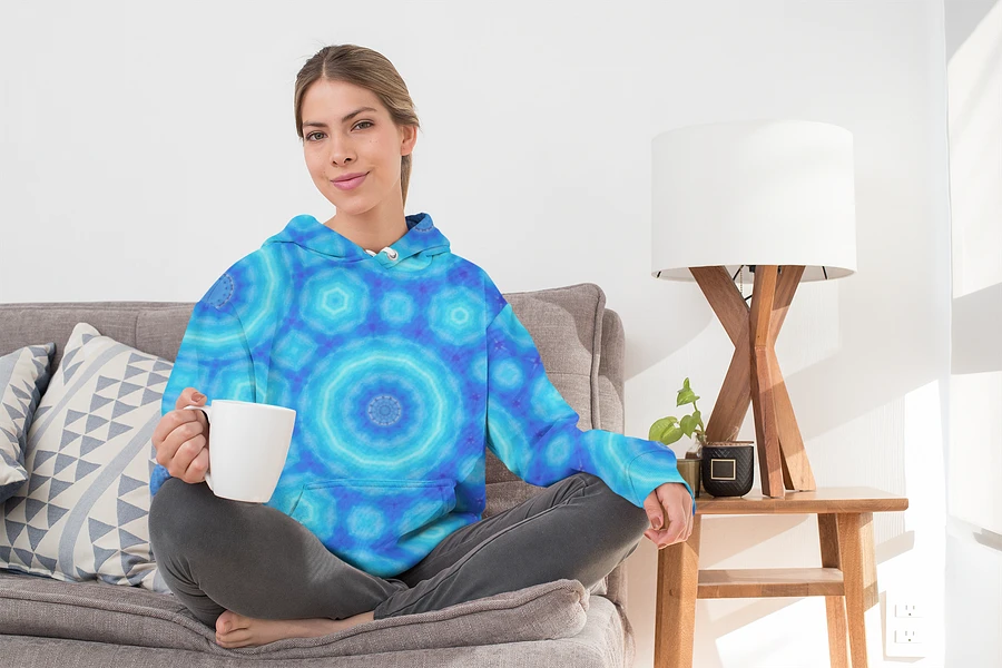 Abstract Circular Pattern in Blues Unisex All Over Print Hoodie product image (4)