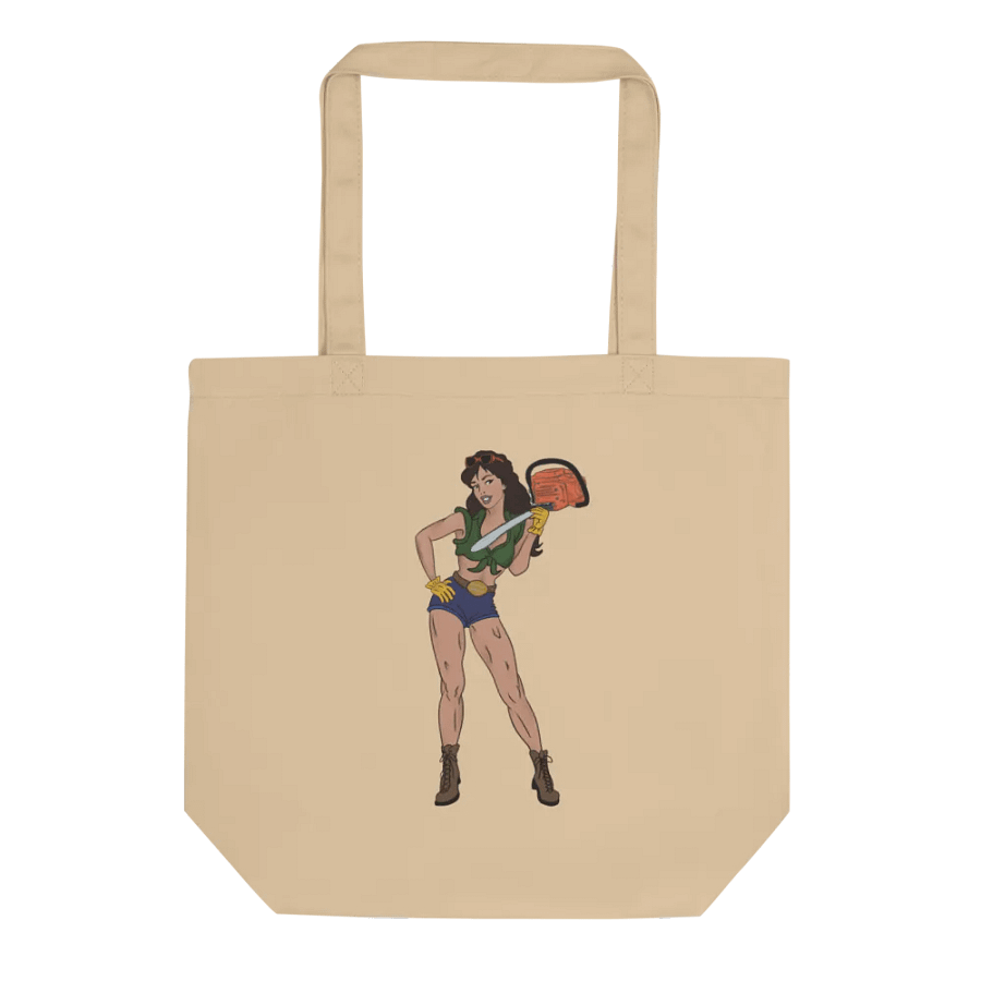 Brunette Chainsaw Betty Pinup Tote Bag product image (1)