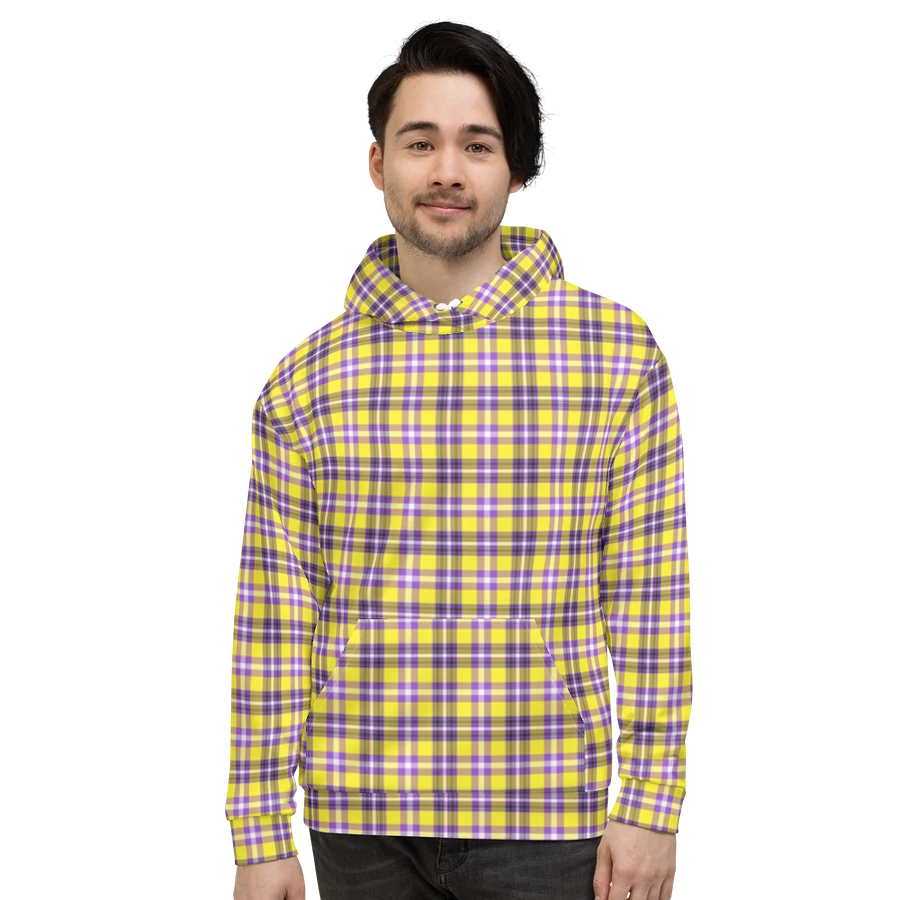 Bright Yellow and Purple Plaid Hoodie product image (2)
