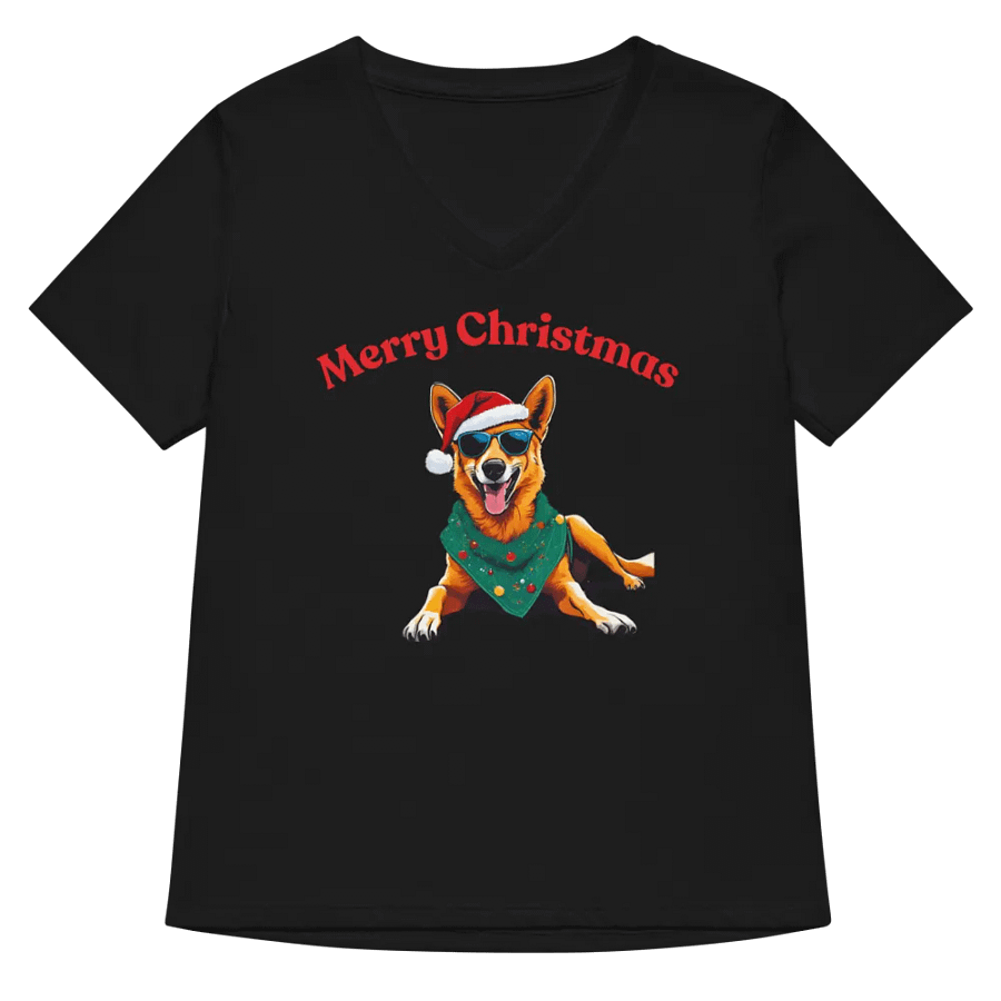 Santa Dingo Women's Relaxed V-Neck T-Shirt - Red product image (5)