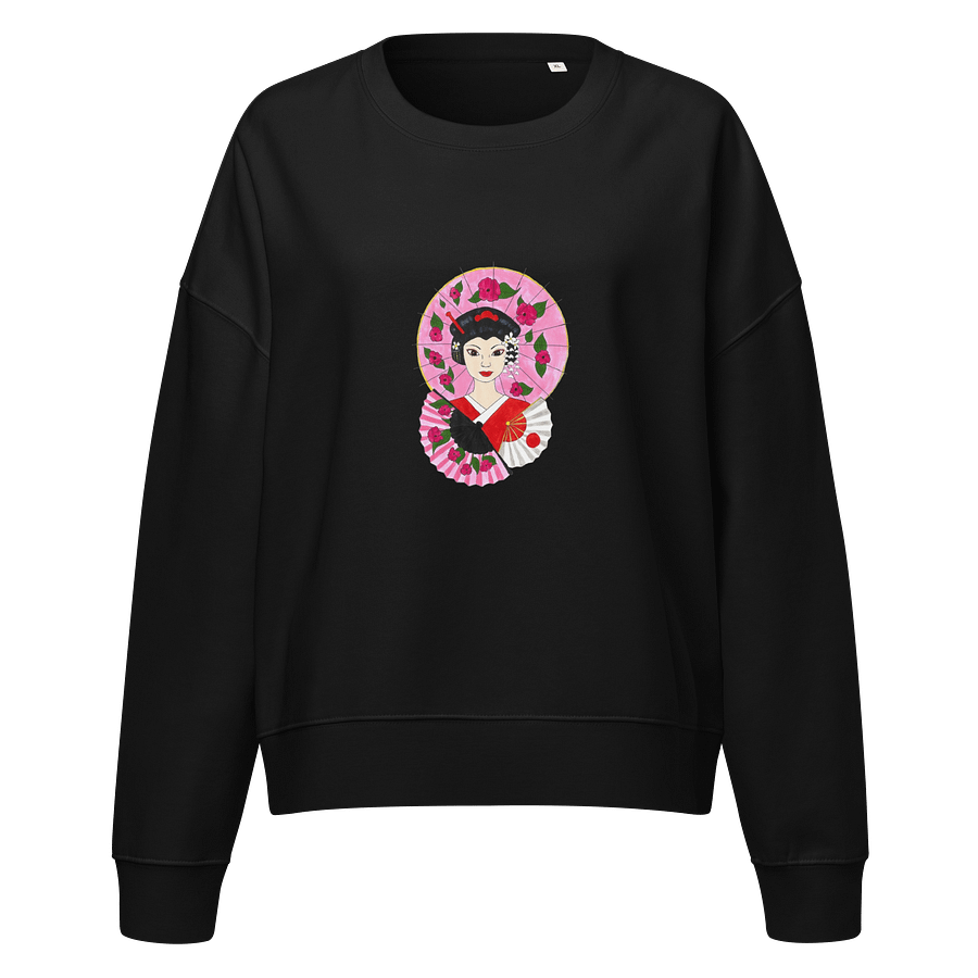 Japanese Geisha (art by Dina R.) acrylic painting - Women's Organic Crew Neck Sweatshirt product image (1)