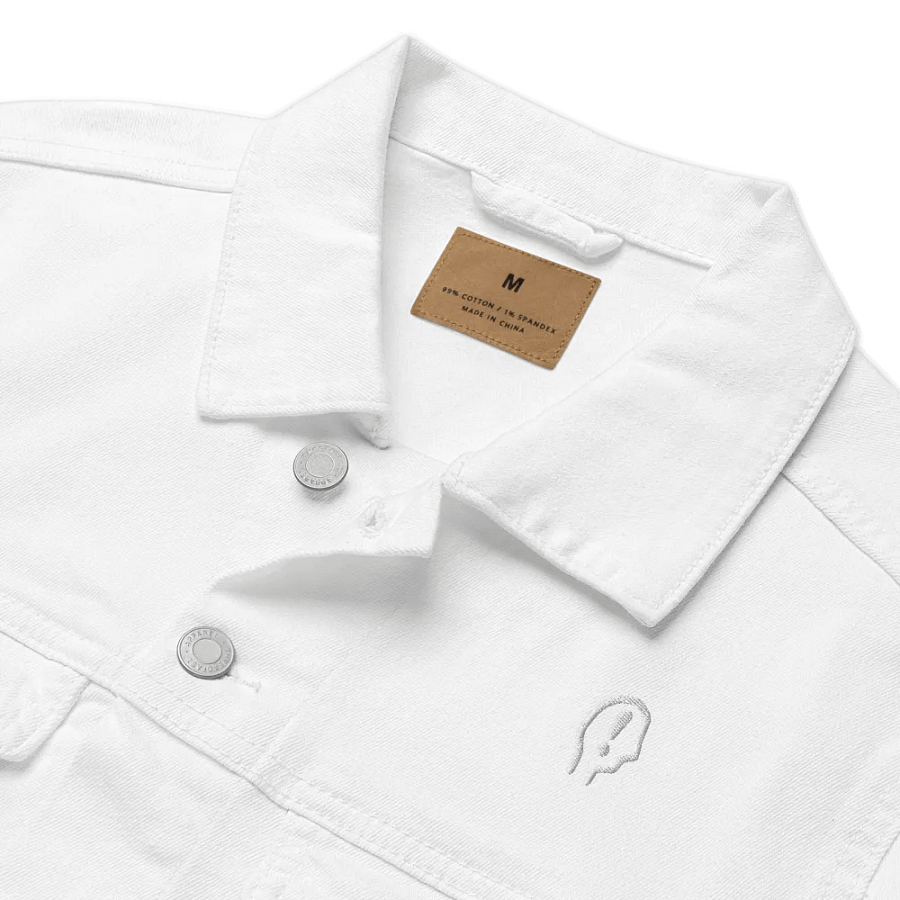 EXCLAIMING MENTALLY (white) embroidered denim jacket product image (3)