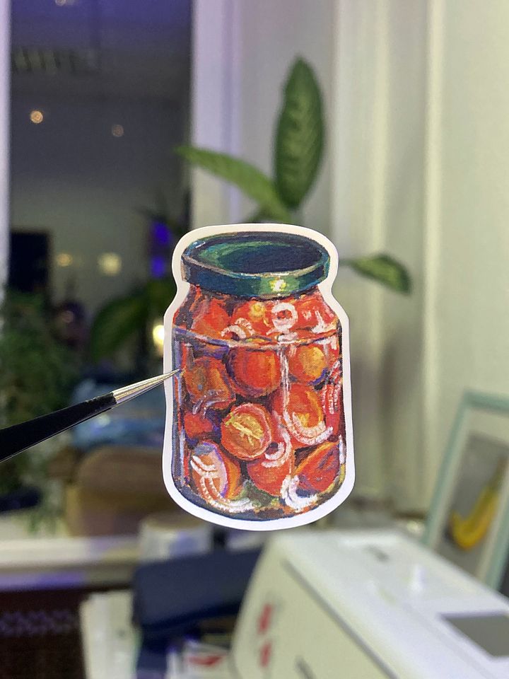 Tomatoes in a jar sticker product image (1)