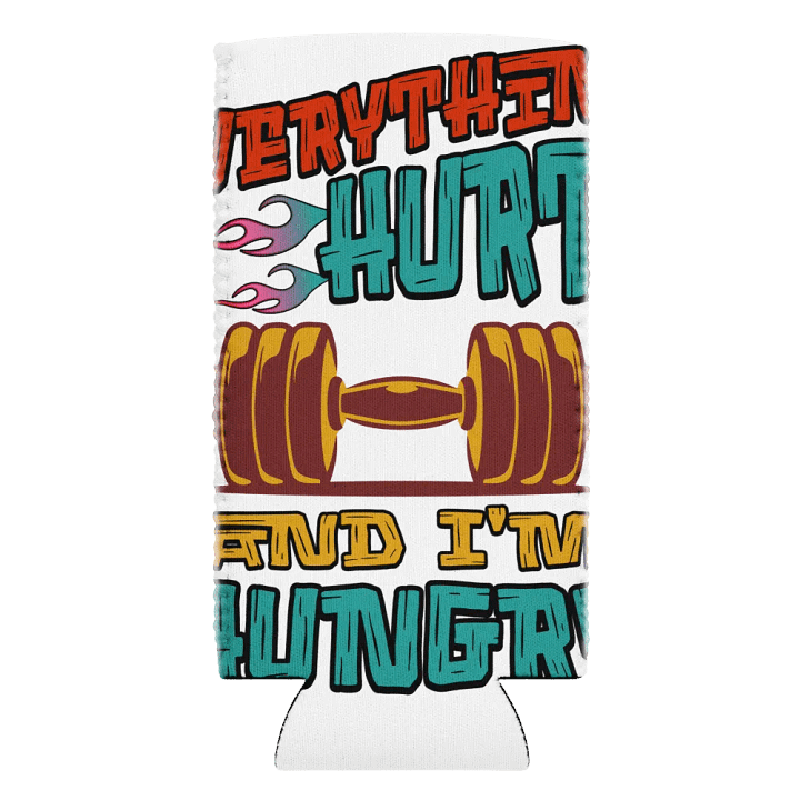 Everything Hurts And Im Hungry Weightlifting Flame & Kettlebell Can Cooler product image (2)