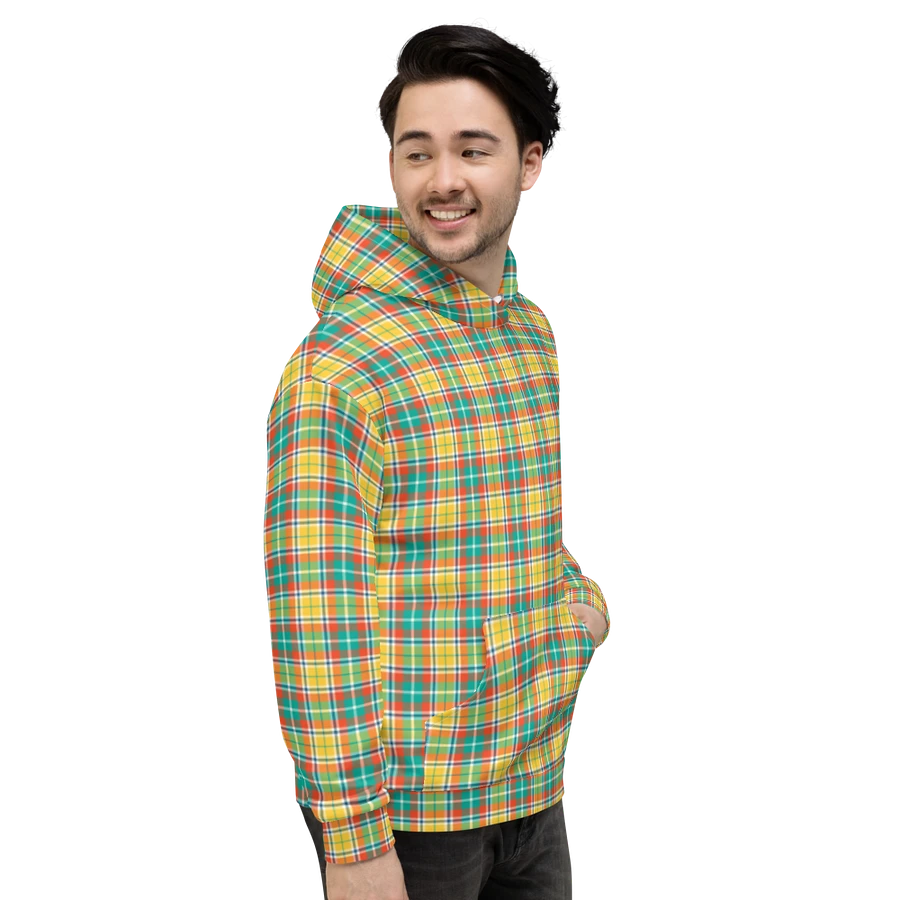 Yellow and Seafoam Green Plaid Hoodie product image (4)