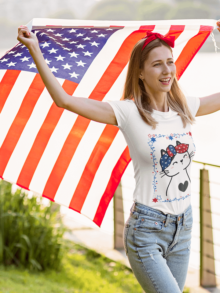 Cute Patriotic Cat 4th of July T-Shirt product image (2)
