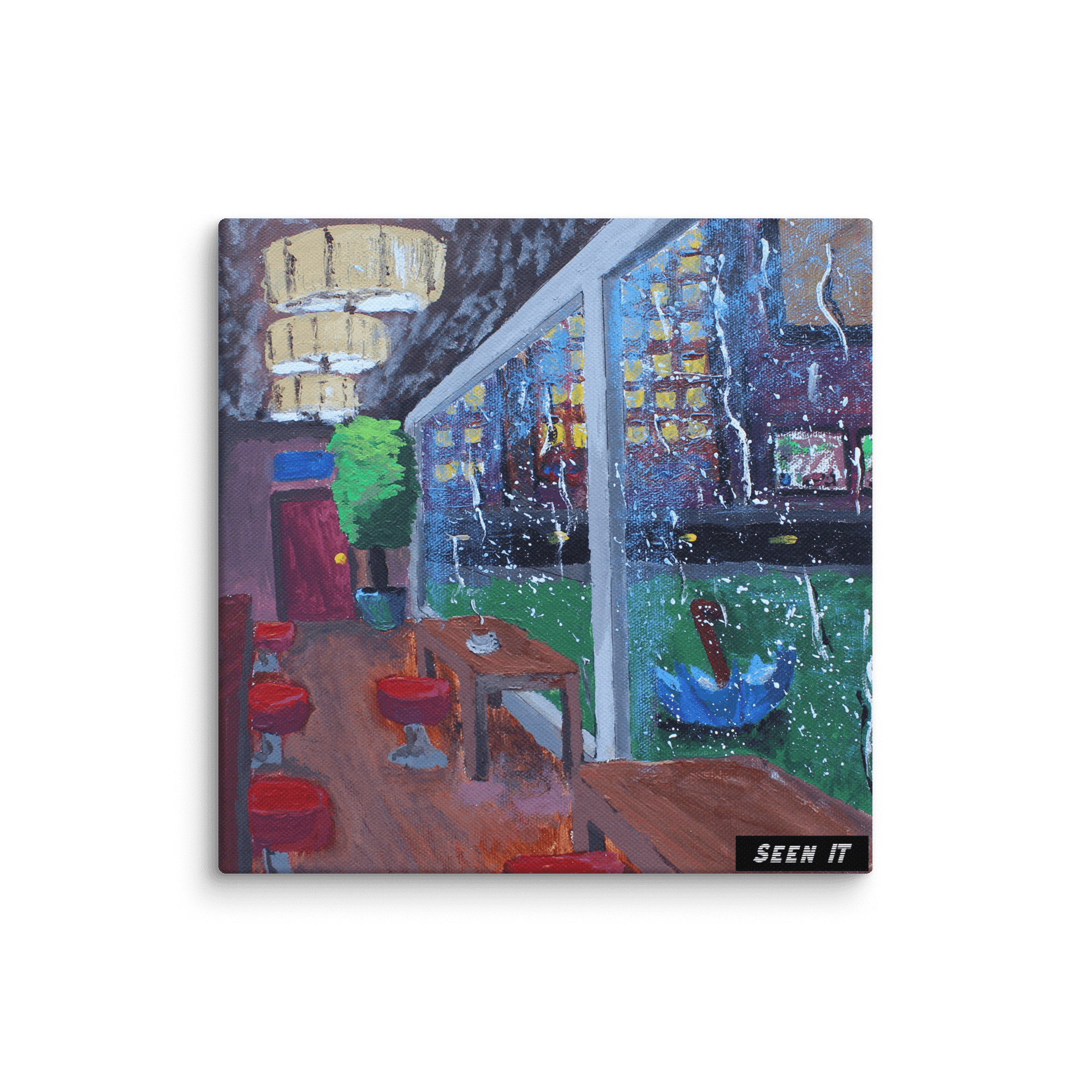 Café In The Rain Artwork Replica Print product image (1)