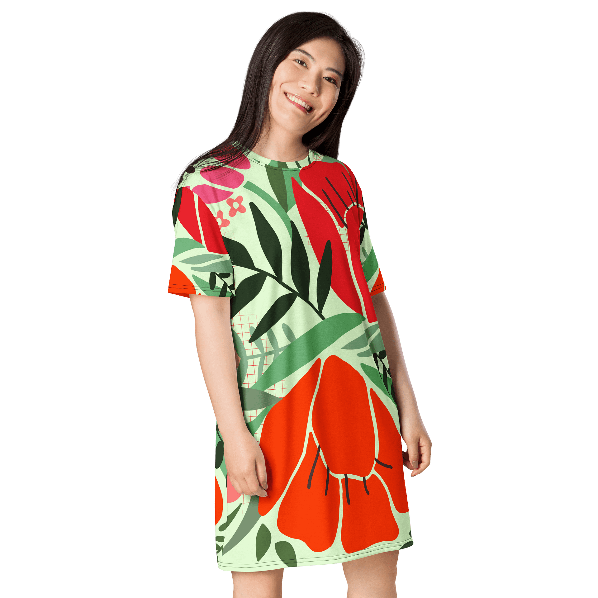 Vibrant Floral T-Shirt Dress - Oversized Trendy Design | TDSMUSIC.com product image (4)
